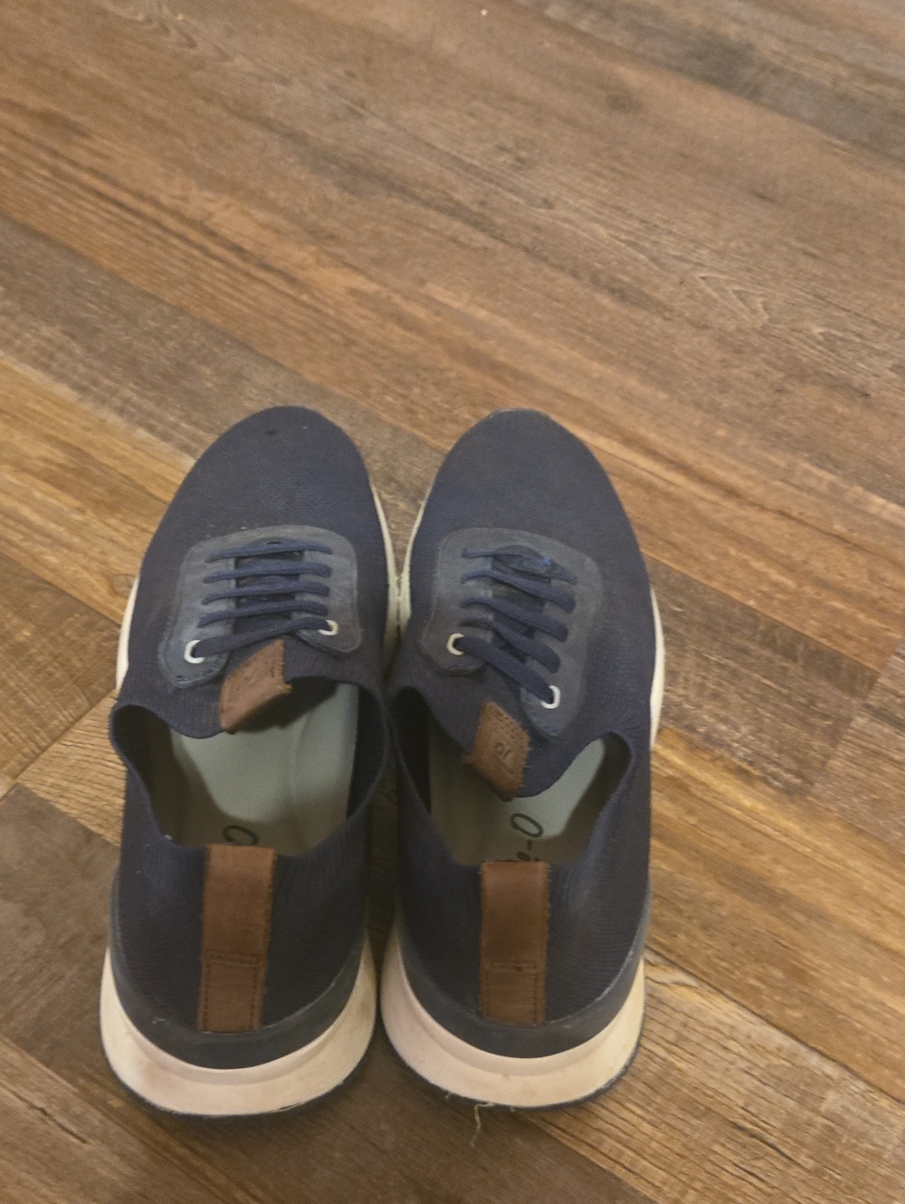 johnnie-O Navy Canvas Sneakers with Brown Pull Tabs